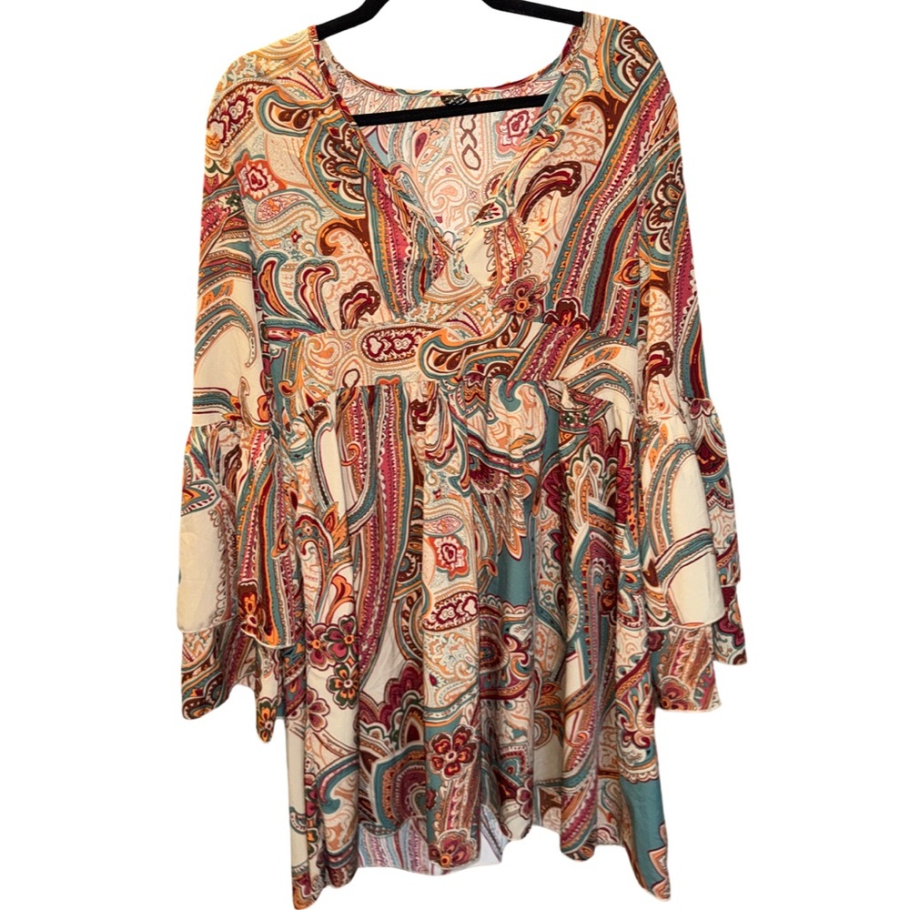 Paisley print long sleeve Dress -XL - Picture 2 of 4